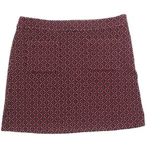 Loft Women's Geometric Design Pockets Zip/Hook Short Skirt Maroon Sz 14‎